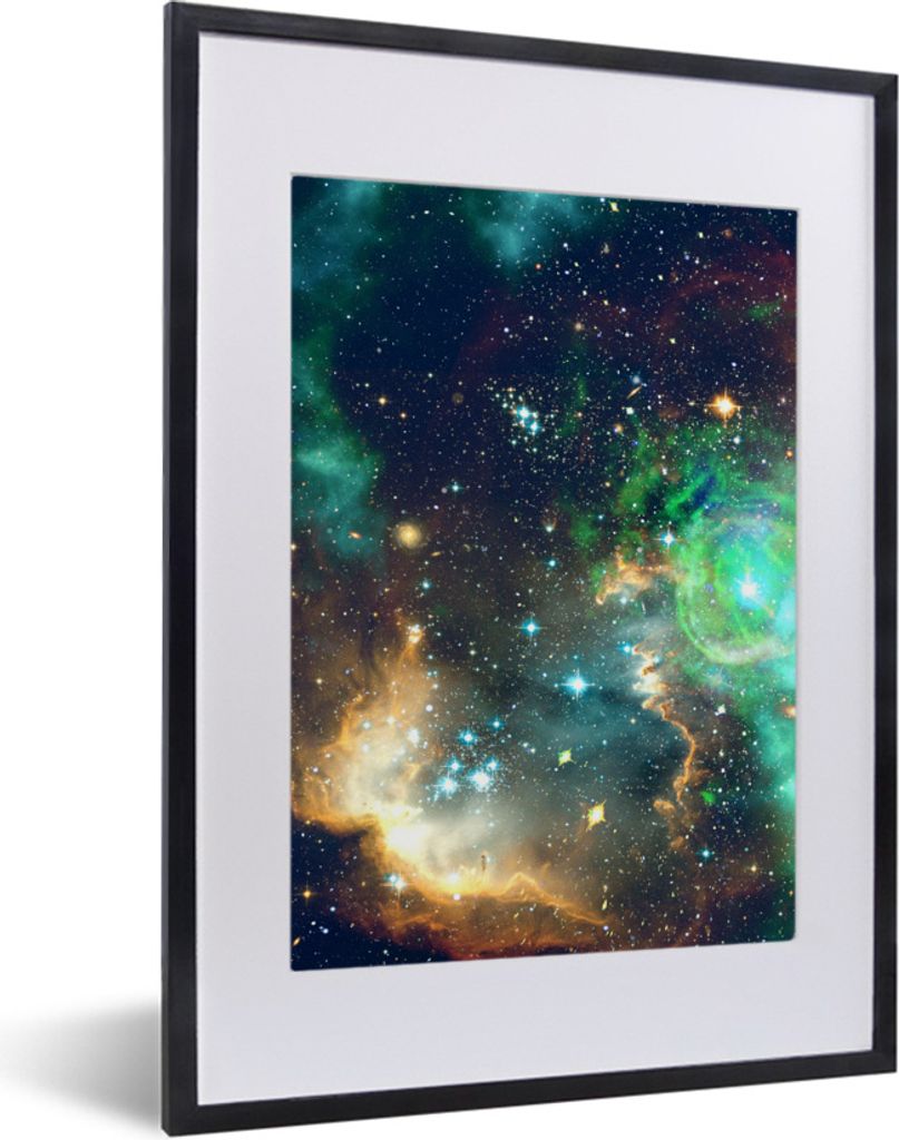 MuchoWow Gerahmtes Poster Leerzeichen - Grün - Gelb 30x40 cm - Poster mit Schwarzem Bilderrahmen Wandposter Rahmen Foto Bilder - Wandposter Schl...