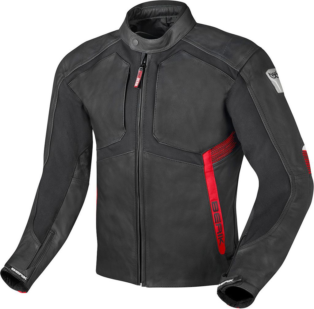 Berik Flexius Motorrad Lederjacke, schwarz/rot, 52