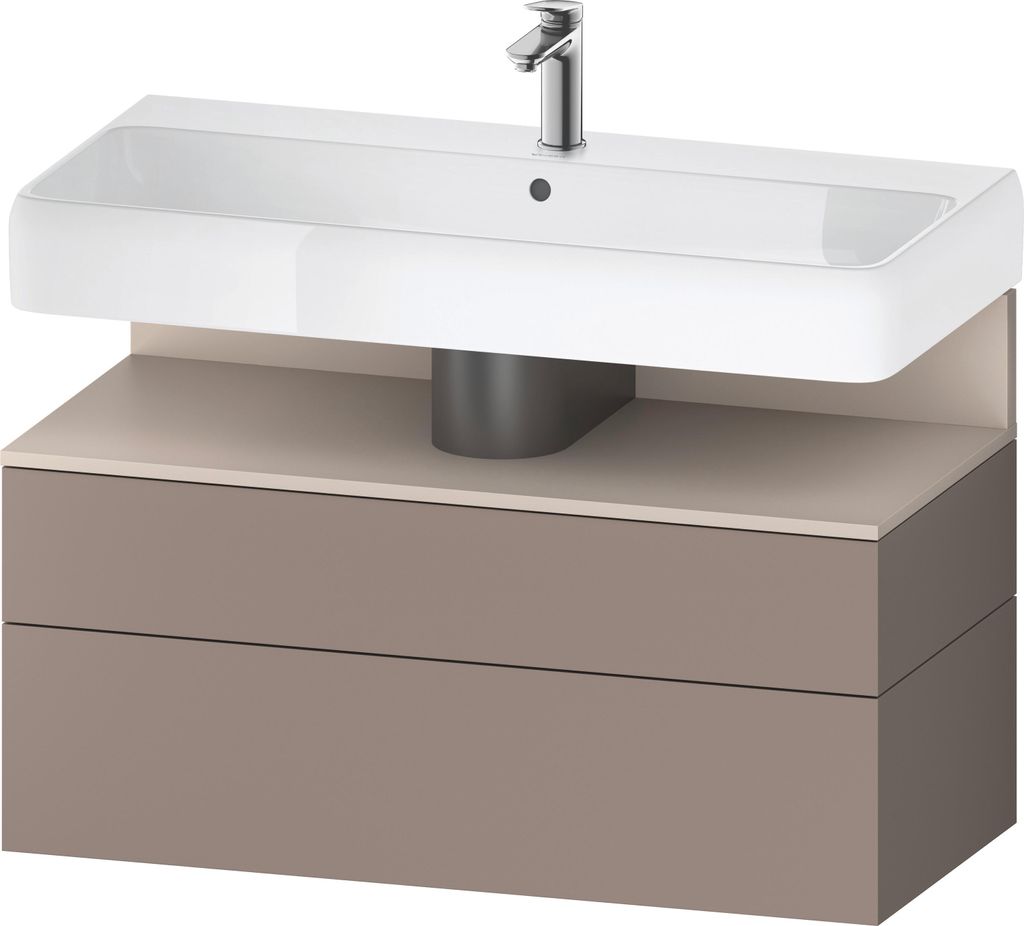Duravit Qatego Waschtischunterbau, 1 Auszug und 1 Schublade, 990x470x590mm, Nische Taupe Matt, QA4395091430000