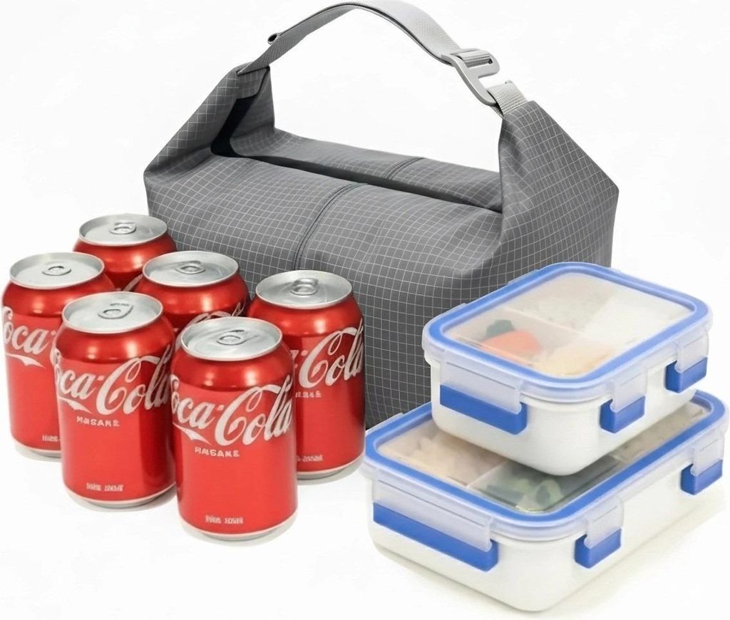 INF Faltbare Isolierte Kühltasche - Tragbare Thermotasche für Lunchbox & Getränke Grau