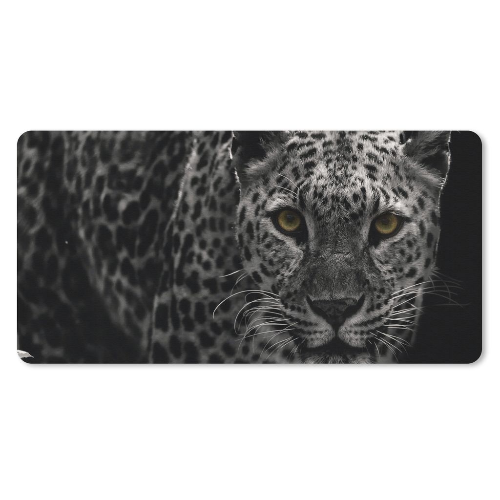 MuchoWow Mauspad Mousepad Leopard - Schwarz - Weiß 60x30 cm - Mousepads - Maus Mat - Pad - Mausunterlage - Nachhaltig