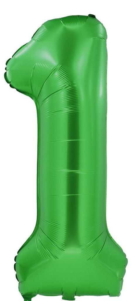 Folienballon 100cm Zahl 1 matt grün Produktbild 