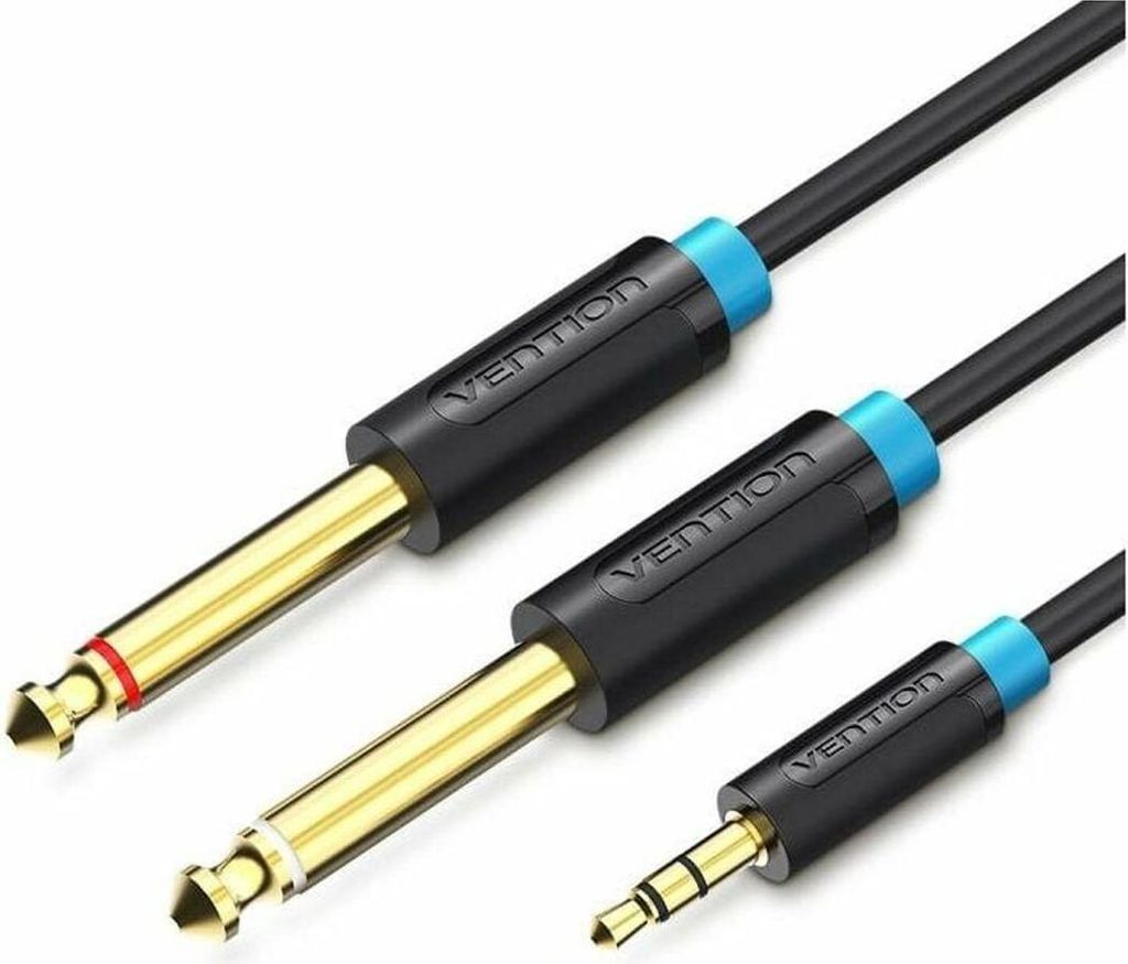 Vention Kabel Stereo BACBI/ Klinke 3,5 Stecker -- 2x Klinke 6,5 Stecker/ 3m/ Schwarz