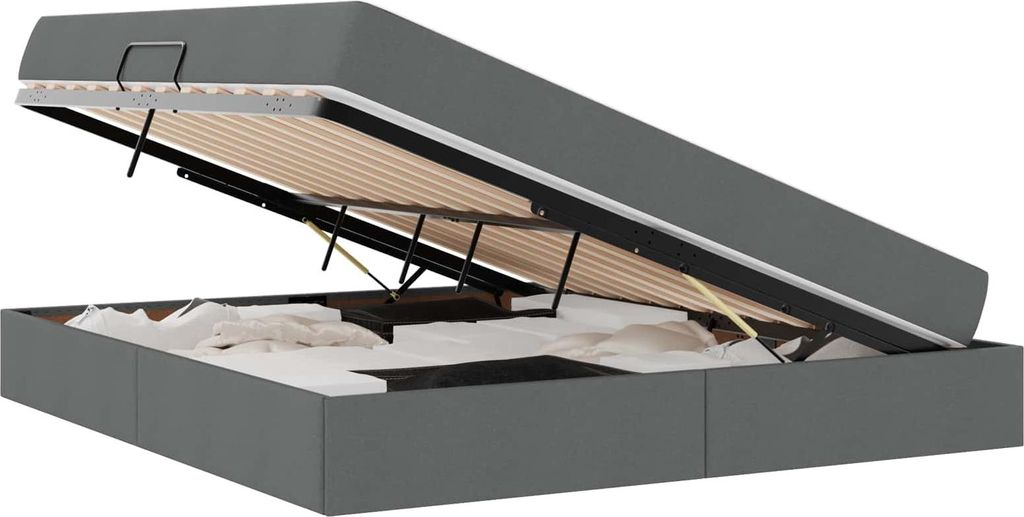 vidaXL Aufbewahrungsbett mit Matratze Dunkelgrau 160 x 200 cm