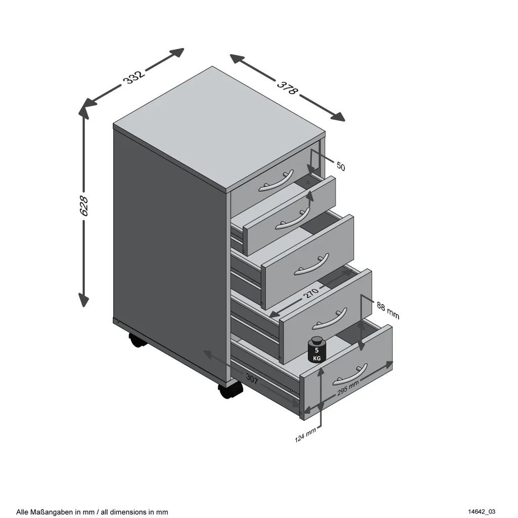 Petit caisson de bureau blanc FREDDY pour organiser vos documents - 3