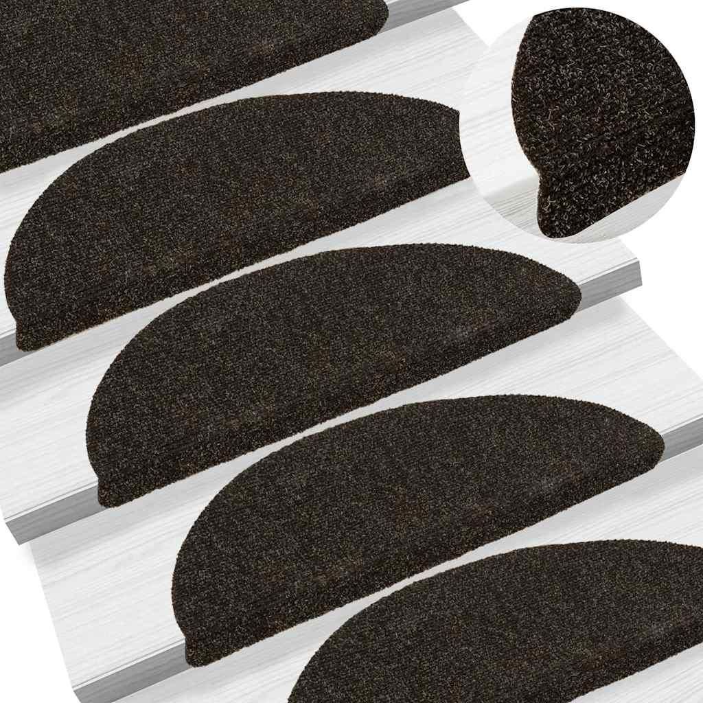 vidaXL Stufenmatten Selbstklebend 15 Stk. 56x17x3 cm Dunkelbraun Halbrund