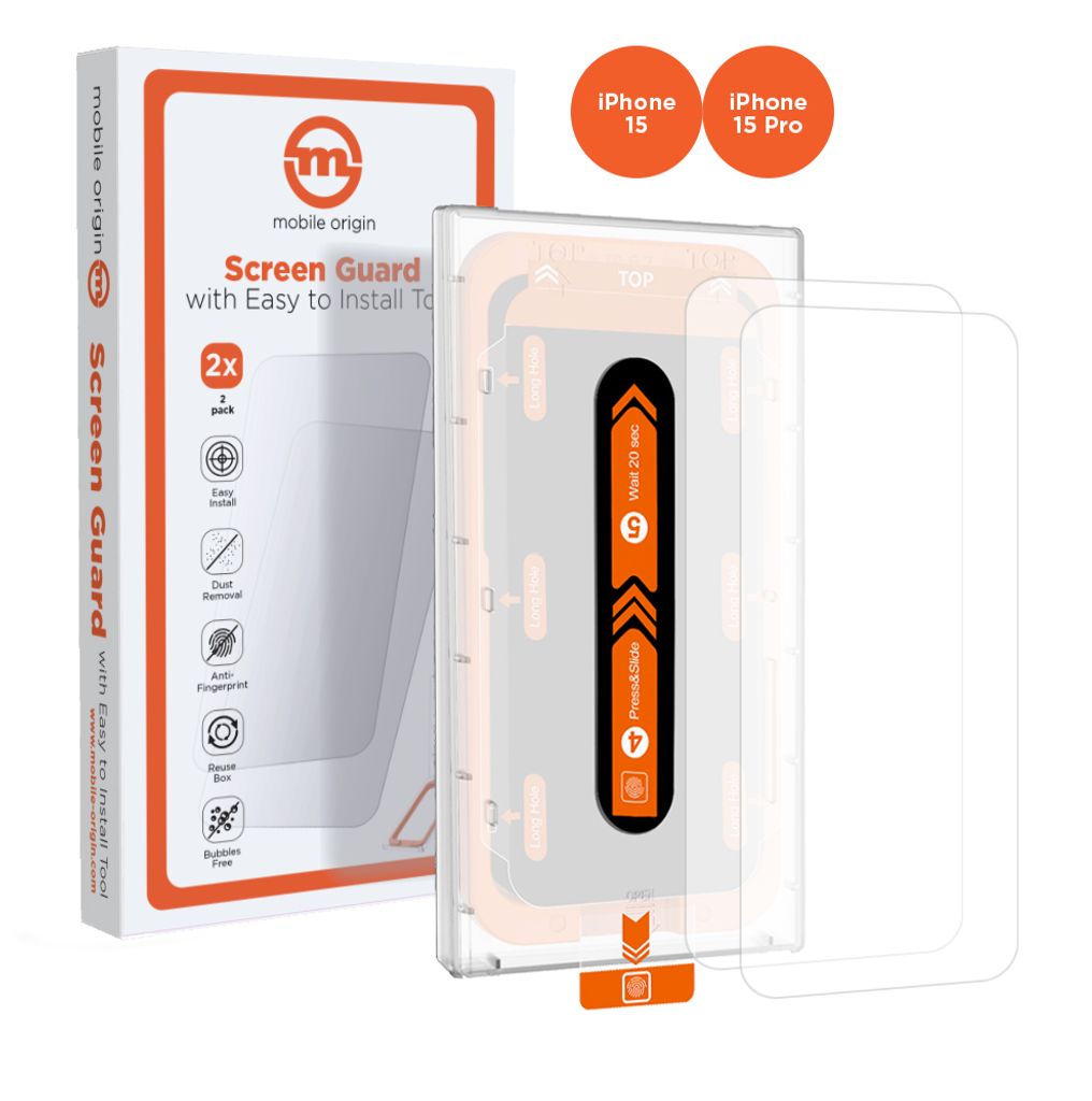 Mobile Origin Orange Screen Guard iPhone 15 Pro/15 2ks s aplikátorem