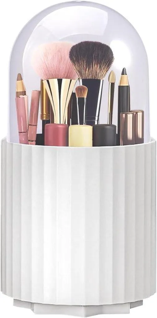 Présentoir beauté rotatif blanc avec capot : organisez votre coiffeuse