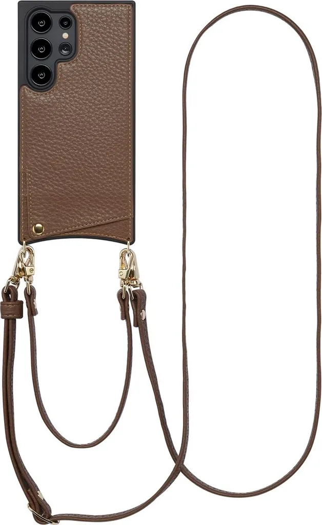 Cover S24 Ultra con Laccio Selencia Nova Mocha Brown Anti-caduta