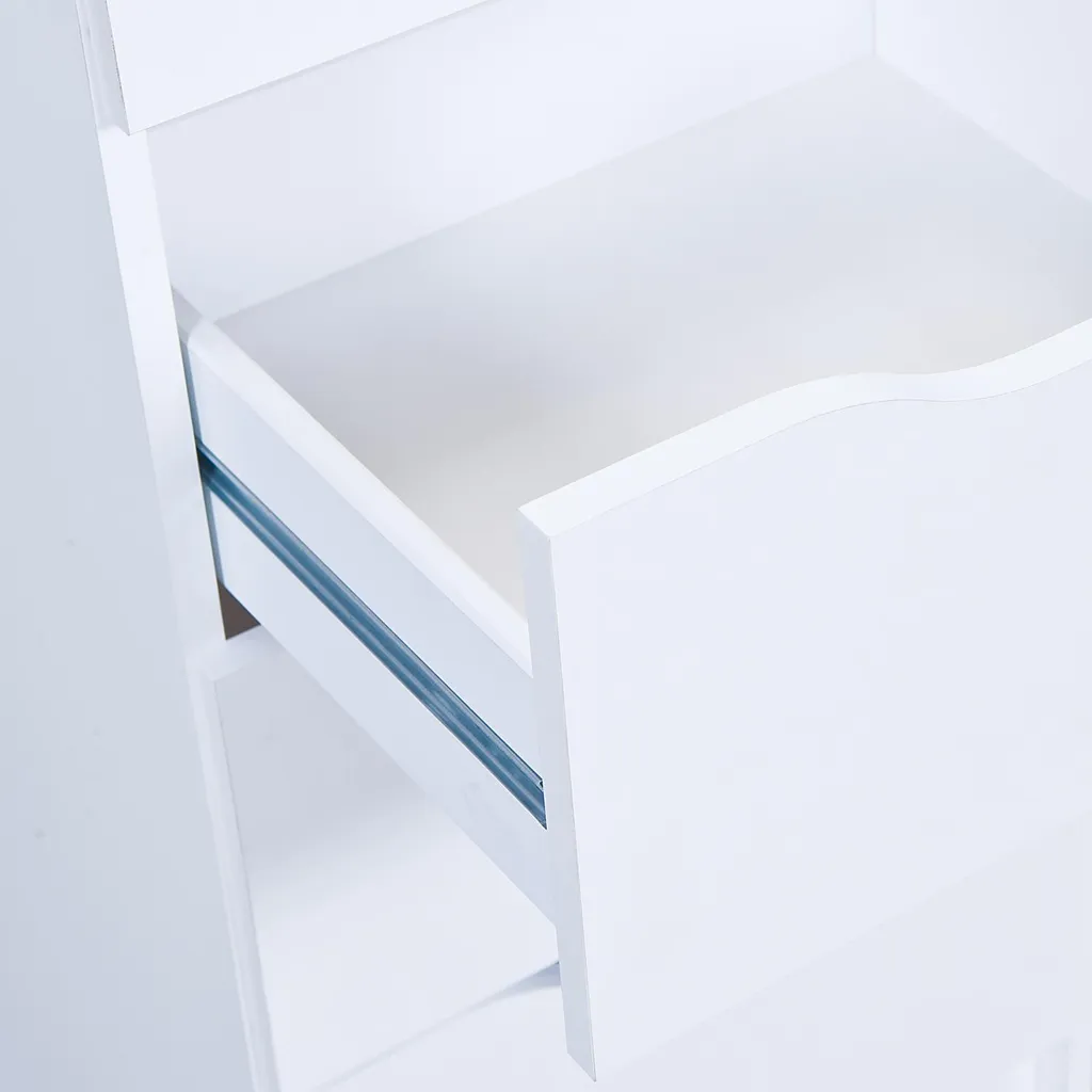 Commode Blanche Classique 3 Tiroirs Interlink - Format Gain de Place 71cm - 10