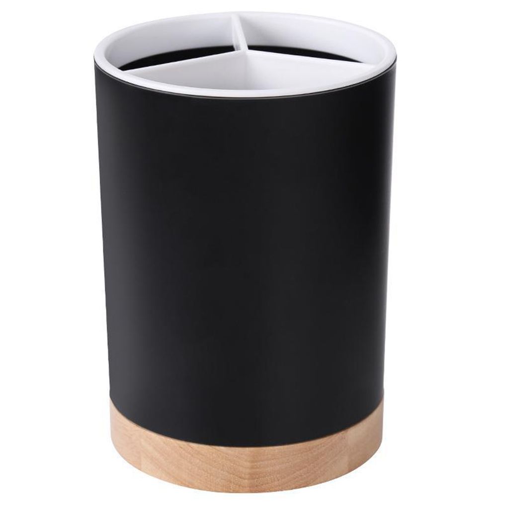 Hadstäbchenhalter große Kapazität Drei-teiliges Gittergeschirr Stäbchen Löffel Barrel Home Supplies-Schwarz