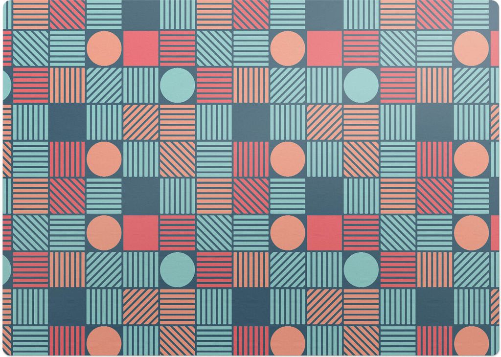 Geometrisches Retro-Muster – Bodenschutzmatte – Rutschfest – Schutzmatte für Büro – Vinylmatte – Stuhlunterlage – 140 x 100 cm