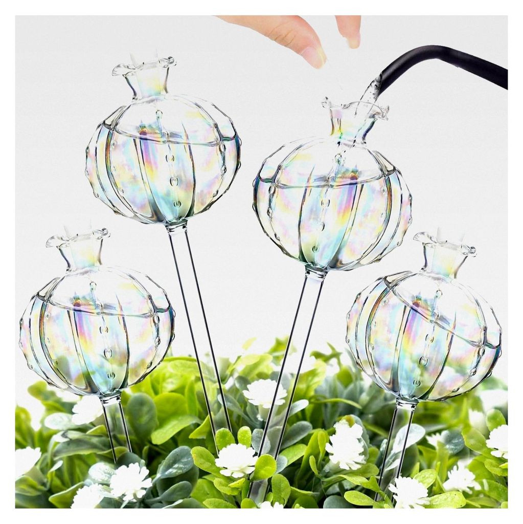 4 Stück Selbstbewässernde Glühbirnen, Pflanzkugeln aus Glas, Bewässerung für Pflanzen, Granatapfelblütenform, Zubehör für Töpfe, für Blum...