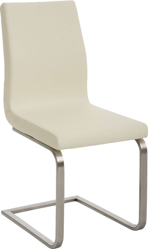 TPFLiving Esszimmerstuhl Belfast Kunstleder Freischwinger Gestell Edelstahl creme