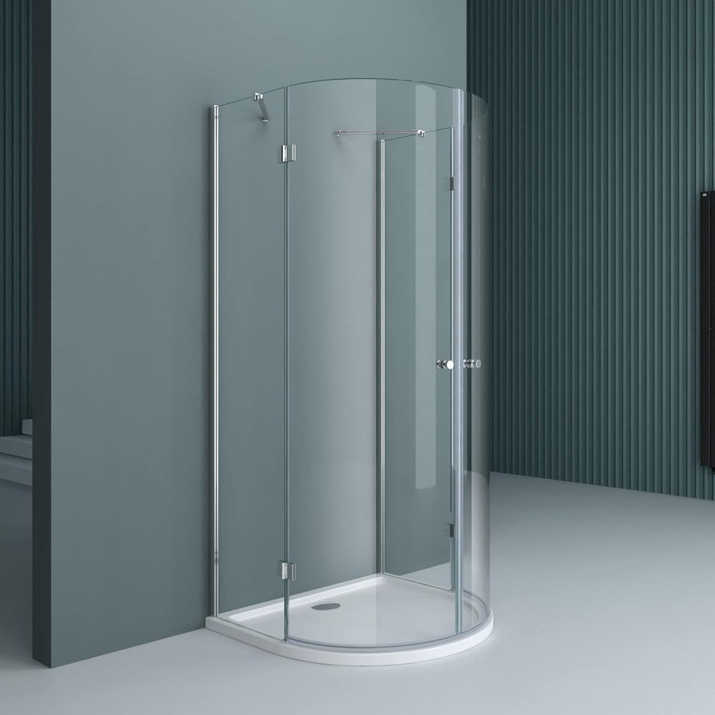 doporro Cabine de Douche Ronde 90x90cm Transparent Paroi de Image du produit 