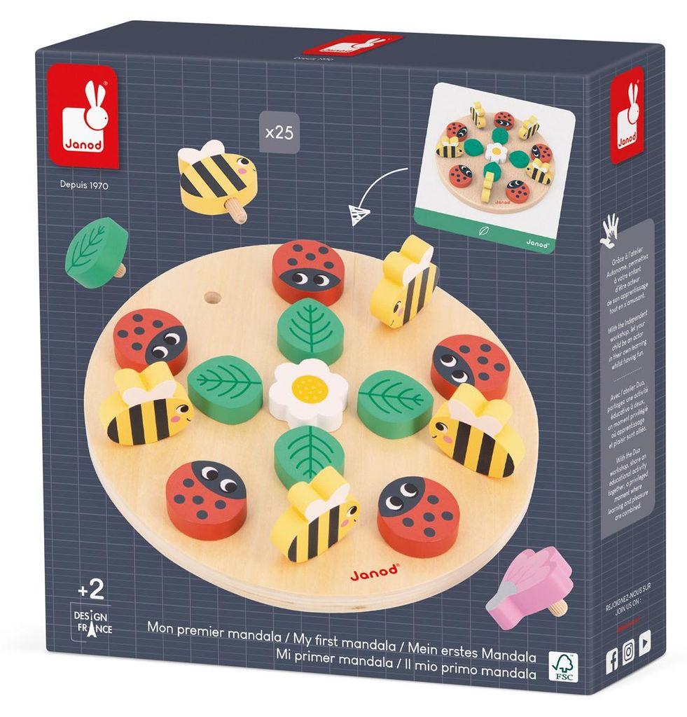 Janod - Mandala Spielzeug Garten - Kreatives Zeichenset für Kinder