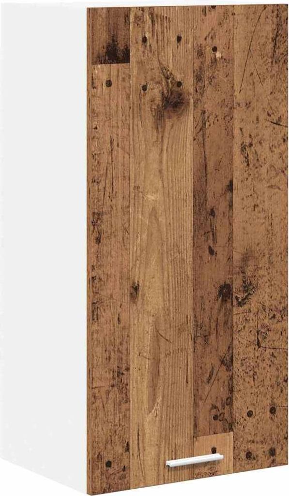 SYFAX Hängeschrank mit Tür Riga Altes Holz und Weiß 40 x 31 x 80 cm