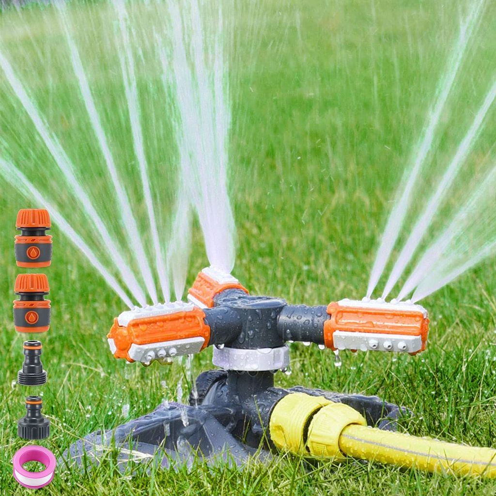 Rasensprenger Bewässerung Gartensprenger Sprinkler 360 Grad 3-Arm Wassersprenge 