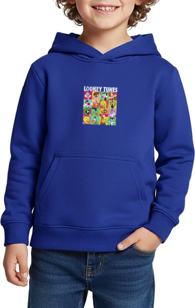 Spreadshirt Looney Tunes Charaktere Kachel Kinder Premium Hoodie, 158/164 (12 Jahre), Royalblau