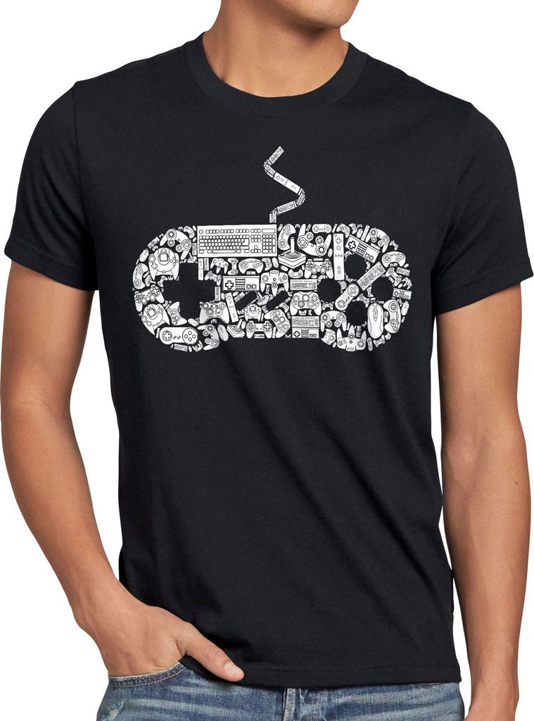 style3 Gamer T-Shirt Herren super konsole kart NES SNES zelda mario sonic wii, Größe:4XL, Farbe:Schwarz