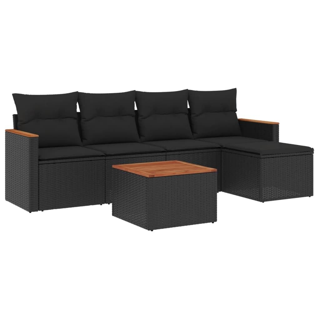 "2026 MODERNE" 6-tlg. Garten-Lounge-Set - elegantes Design - Sitzgruppe/Gartengarnitur - mit Kissen Schwarz Poly Rattan - Terassenmöbel NeuMöbel4...