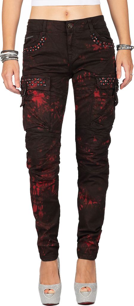 Cipo & Baxx Damen Jeans WD385 Bordeaux W25/L32