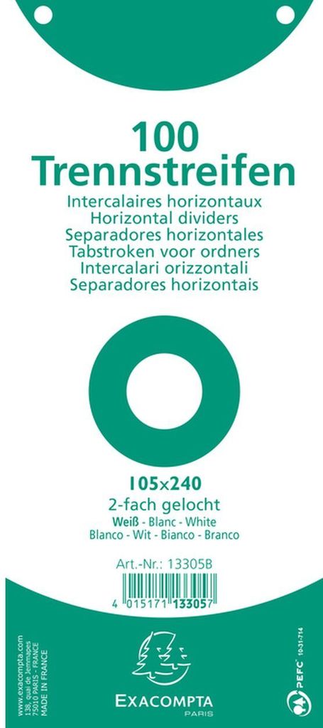 Exacompta Strisce divisorie bianche 105x240 mm, 100 pezzi Immagine del prodotto 