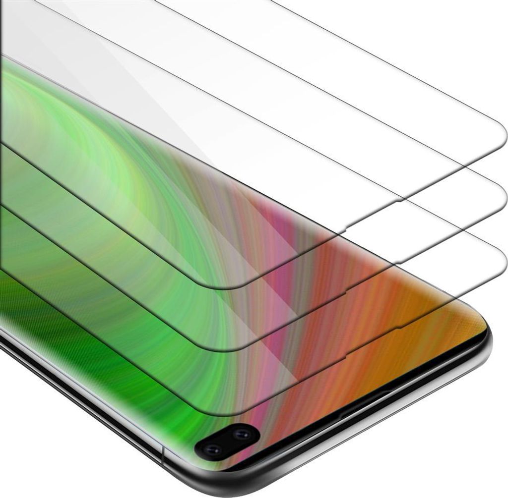 Cadorabo 3x Panzer Folie für Samsung Galaxy S10 PLUS Schutzfolie in Transparent Folie Tempered Display-Schutzglas