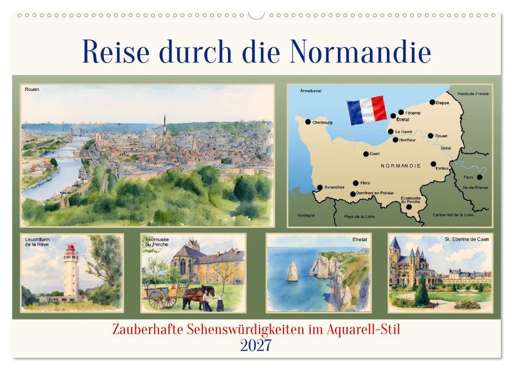 Reise durch die Normandie (Wandkalender 2027 DIN A2 quer), CALVENDO Monatskalender