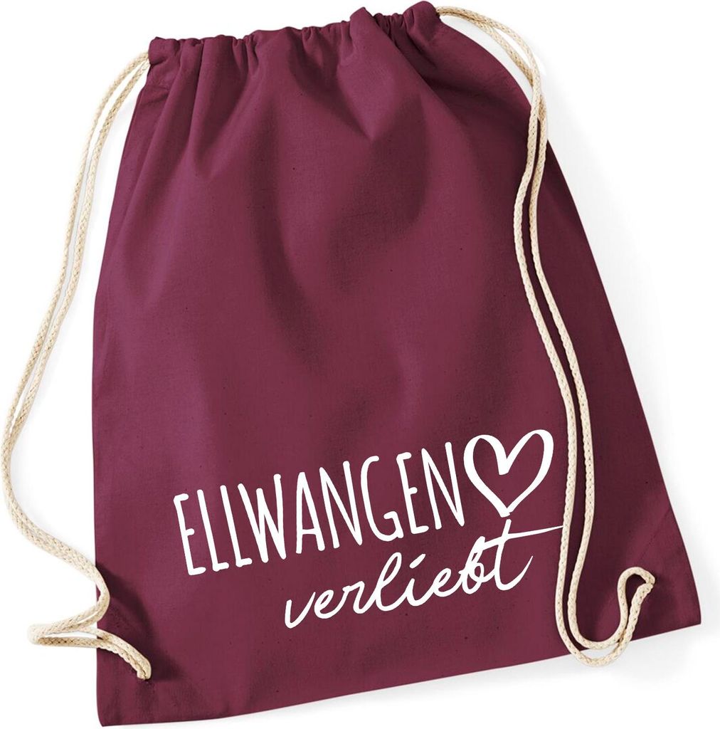 Huuraa Turnbeutel Ellwangen Jagst verliebt 12 Liter Burgundy Baumwolle Rucksack Geschenkidee