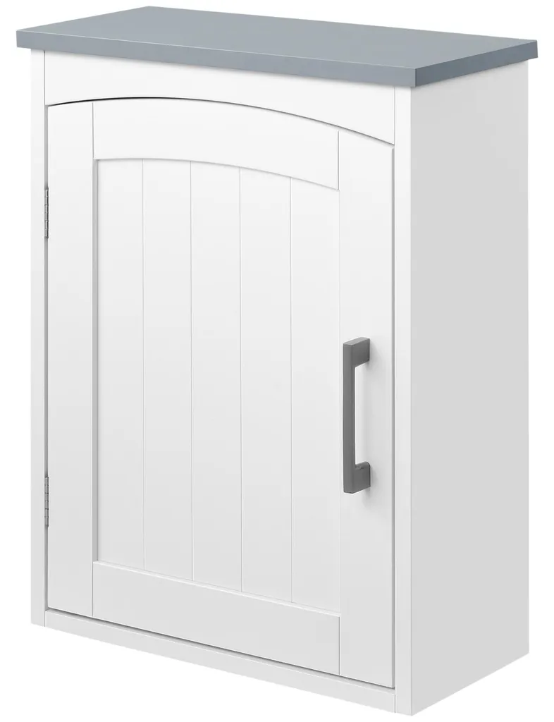 Meuble de Rangement Salle de Bain avec Porte et Étagère Réglable en MDF