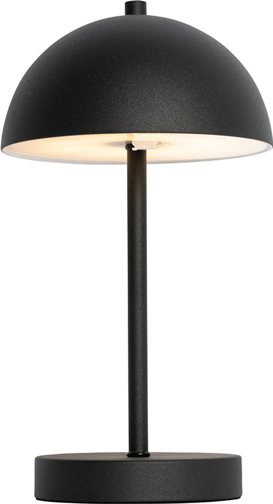 QAZQA - Modern Outdoor-Tischleuchte I Tischlampe I Lampe I Leuchte Pilz schwarz wiederaufladbar 3-stufig dimmbar - Keira Touch-funktion Dimmer I Di...