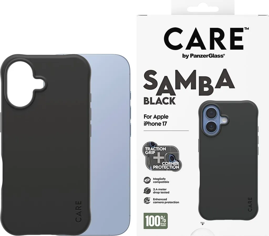 PanzerGlass CARE iPhone 17 Cover MagSafe Samba Black - Anti-Urto 2.4m