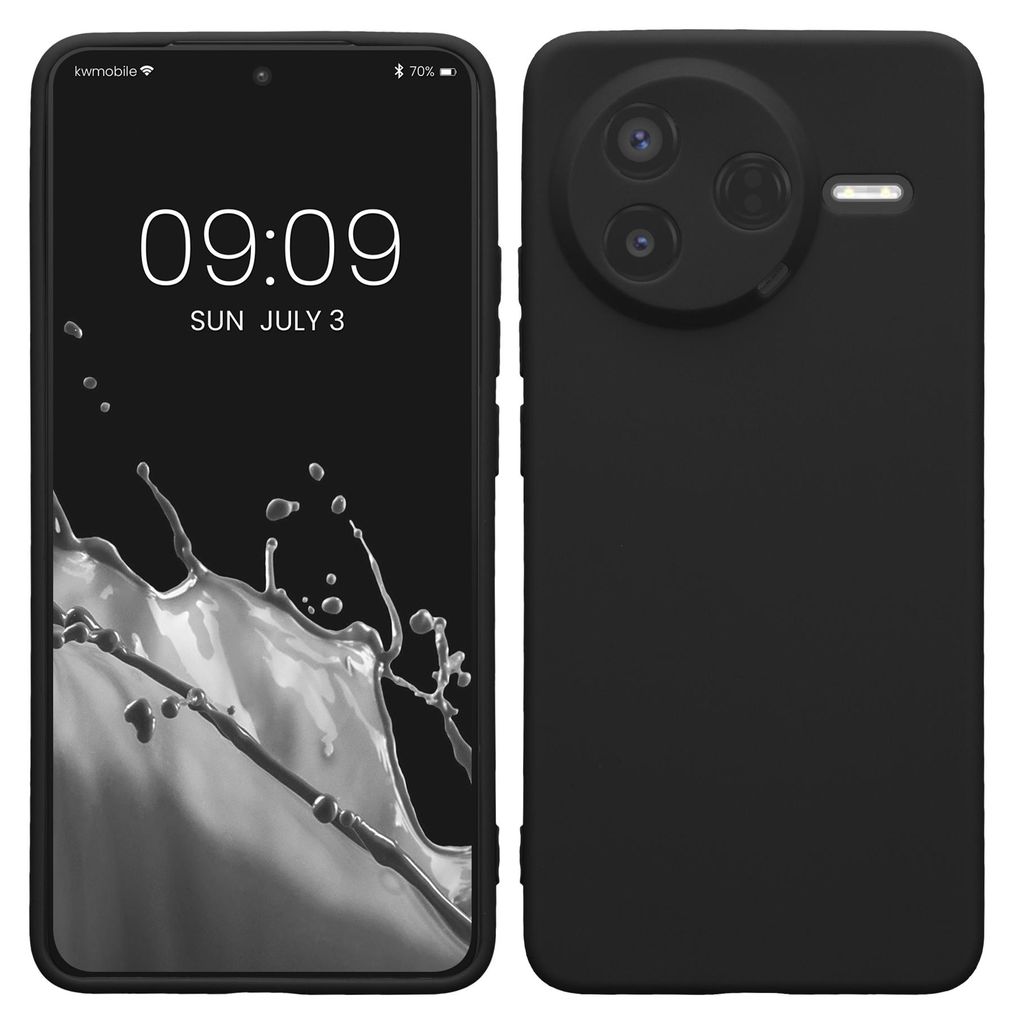 kwmobile Handyhülle für Xiaomi Poco F7 Pro Hülle - weiches Handy Silikon Case - Schutzhülle Cover - Schwarz matt