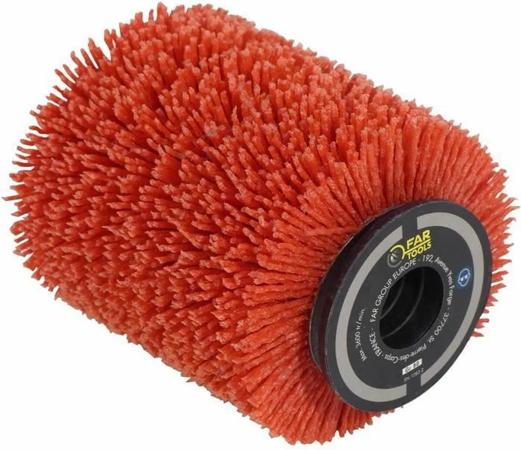 Rouleau abrasif nylon pour décapage bois et métal - Brosse Fartools 120mm