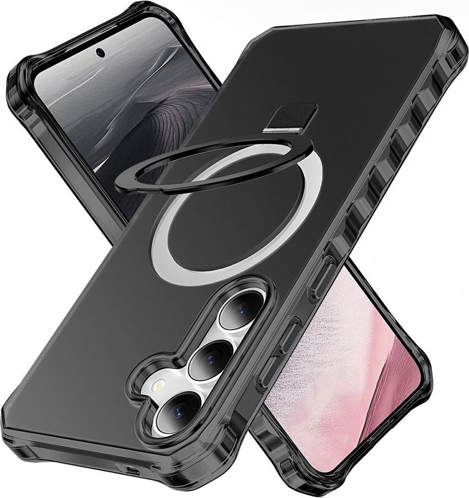 Samsung Galaxy S26 Plus Hülle - Coverup ShockProof TPU Back Cover mit MagSafe Compatible Ring Kickstand - Schwarz