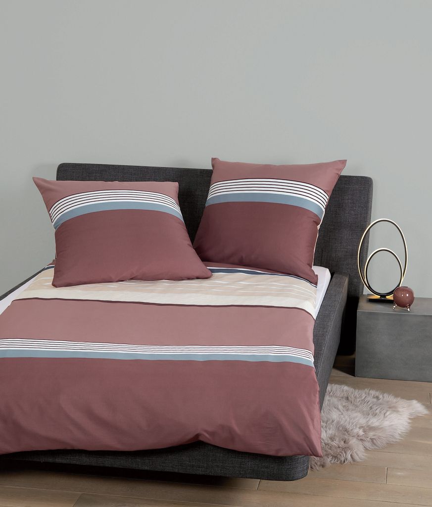 Janine Design Mako-Satin Bettwäsche-Garnitur J.D. 87066 Farbe burgund rosé-05 Größe 240x220+2x80x80cm