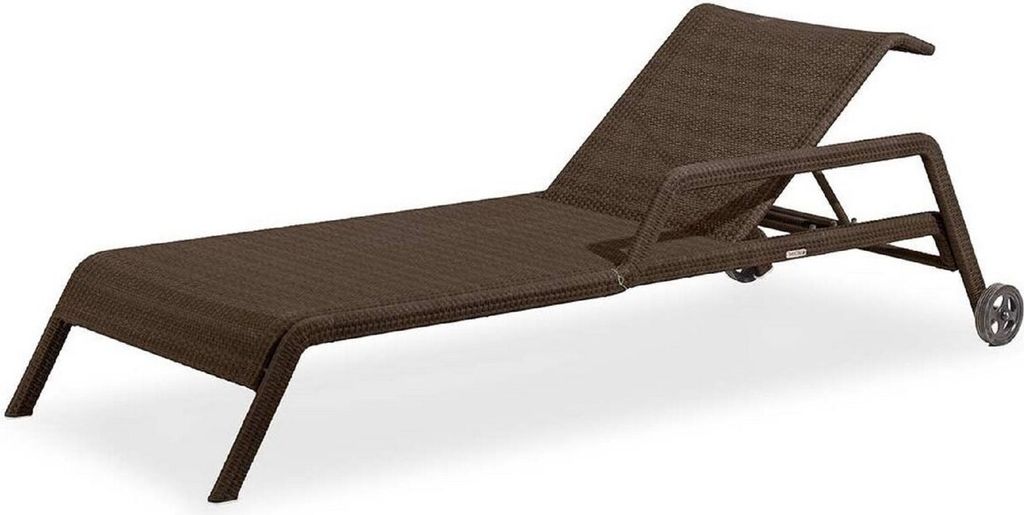 Casa Padrino Luxus Gartenliege Braun 224 x 75 x H. 51 cm - Handgewebte Wetterbeständige Liege - Moderne Poolliege - Garten Möbel - Hotel Möbel