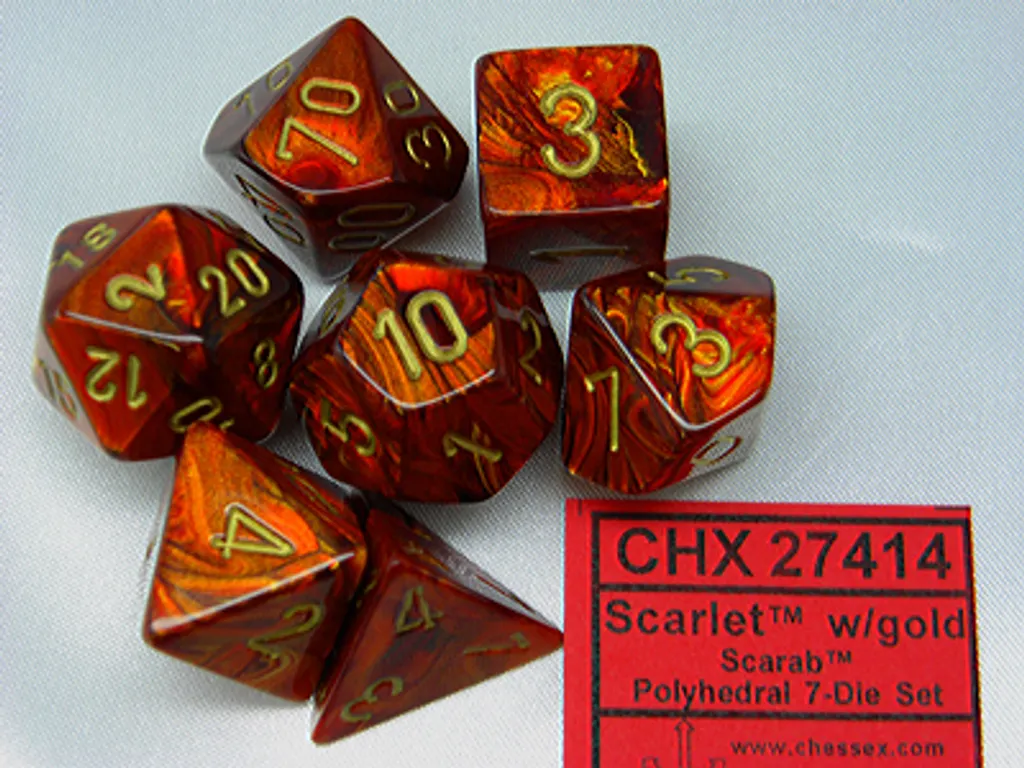 Set de dés complet pour Donjons et Dragons Chessex Scarabée et Or