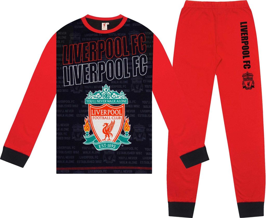 Liverpool FC - Schlafanzug mit langer Hose für Jungen GF1098 (104) (Rot/Schwarz)