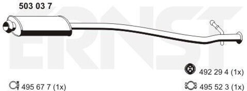 ERNST 503037 Mittelschalldämpfer Schalldämpfer für CITROËN XSARA PICASSO (N68)