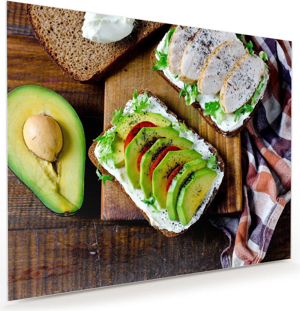 Glasbild Wandbild Avocado Schnitze 75x60cm in XXL für Wohnzimmer, Schlafzimmer, Badezimmer, Flur