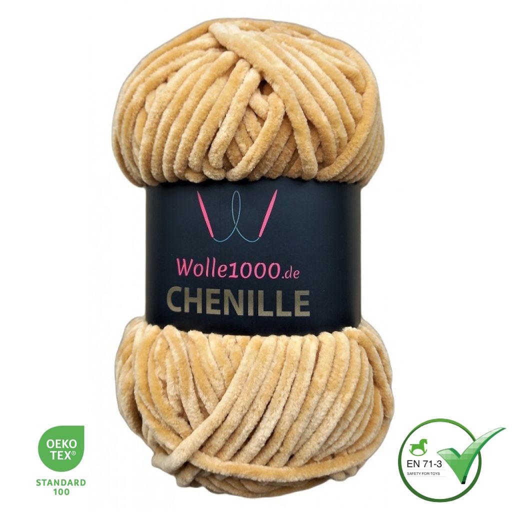 Wolle1000 Chenille - 18 CAMEL - 100g - weiches Chenille Produktbild 
