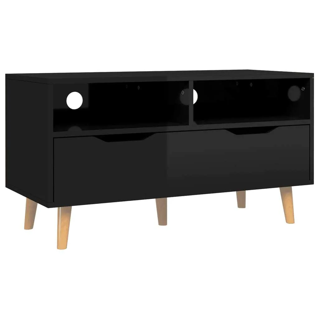 Mobile Supporto TV 90x40 cm Nero Lucido - Resistente e Stabile - 1