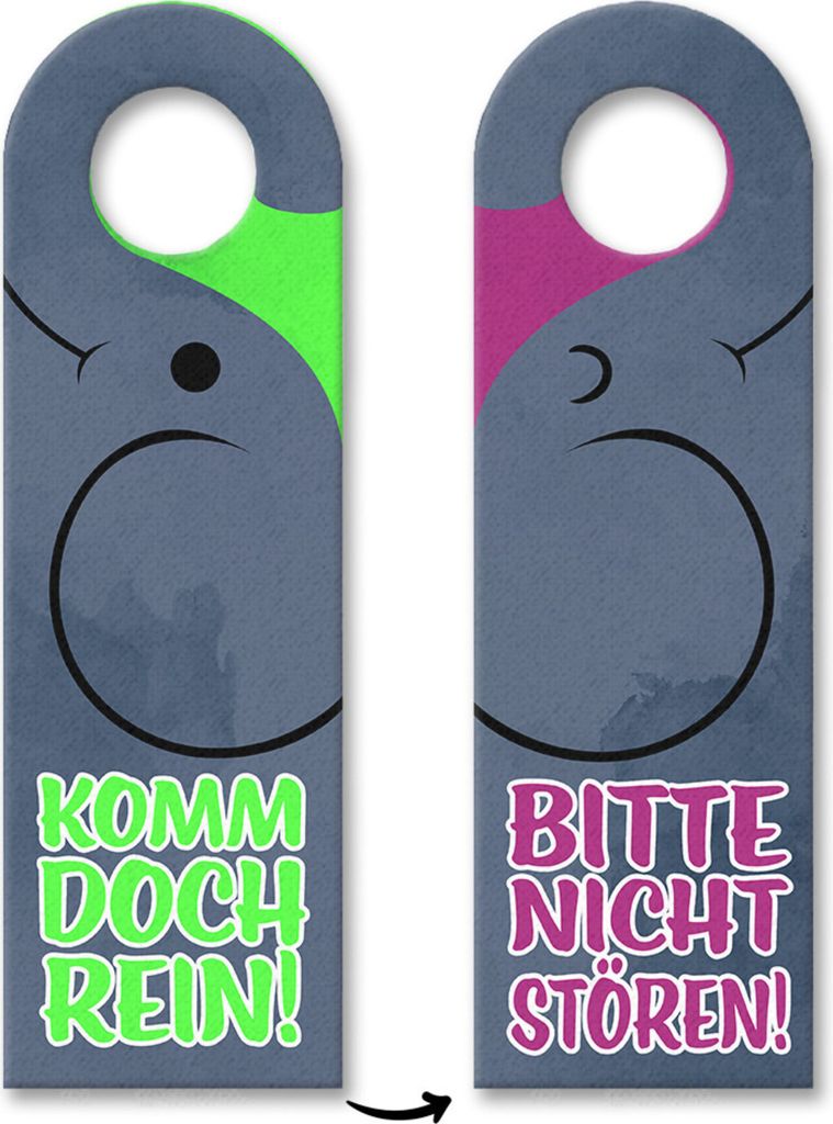 Türhänger 10er Set mit lustigem Elefanten - Bitte nicht stören oder Komm doch