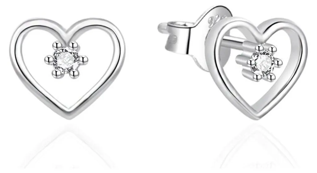 Cadeau romantique : boucles d'oreilles cœur argent et zircone