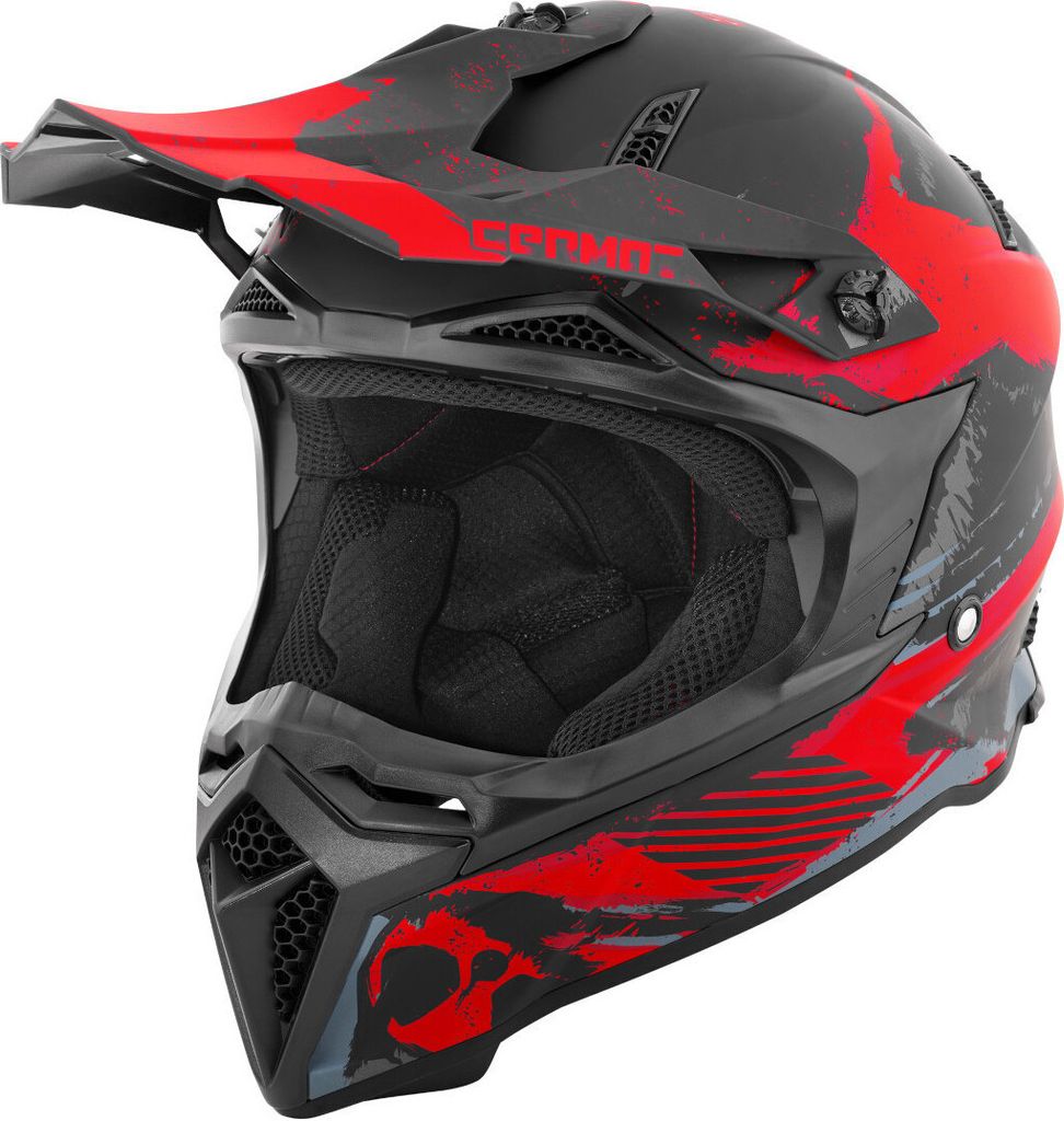 Germot GM 540 Motocross Helm, schwarz matt/grau/rot, L (59/60)