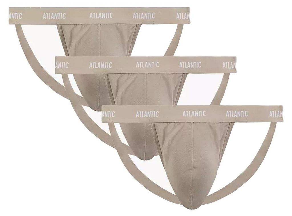 Pakiet 3 sztuk męskich stringów Jockstrap, kolor beżowy, Zdjęcie produktu 