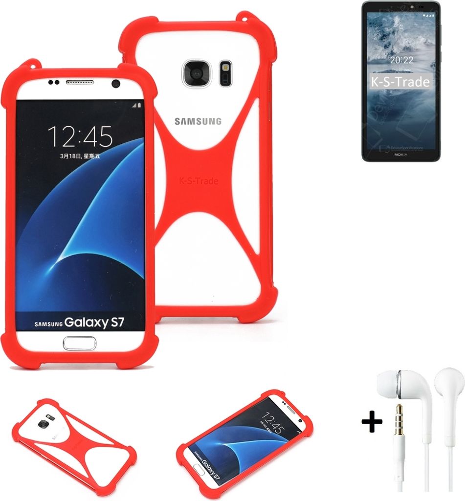 Handy-hülle + Kopfhörer kompatibel mit Nokia C2 2nd Edition Schutz-hülle Bumper Silikon Schutz Hülle Cover Case Silikoncase Silikonbumper TPU