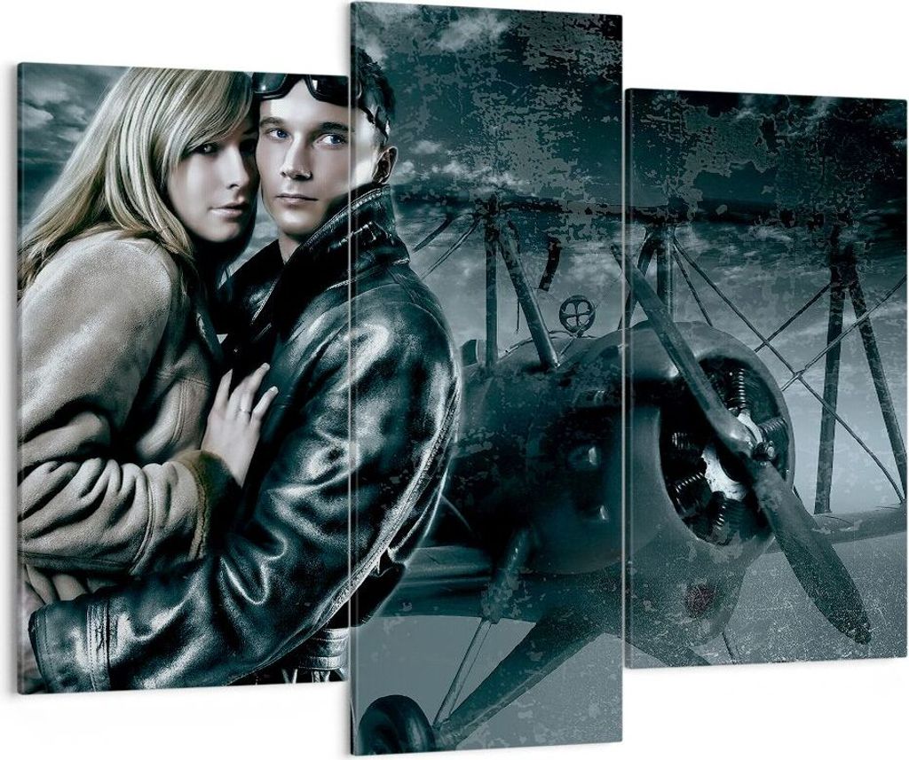 Bild auf Leinwand - Leinwandbild - Liebe Paar Avionik Flugzeug klassisches Flugzeug - 130x100cm - Wand Bild - Wanddeko - Leinwanddruck - Bilder - K...